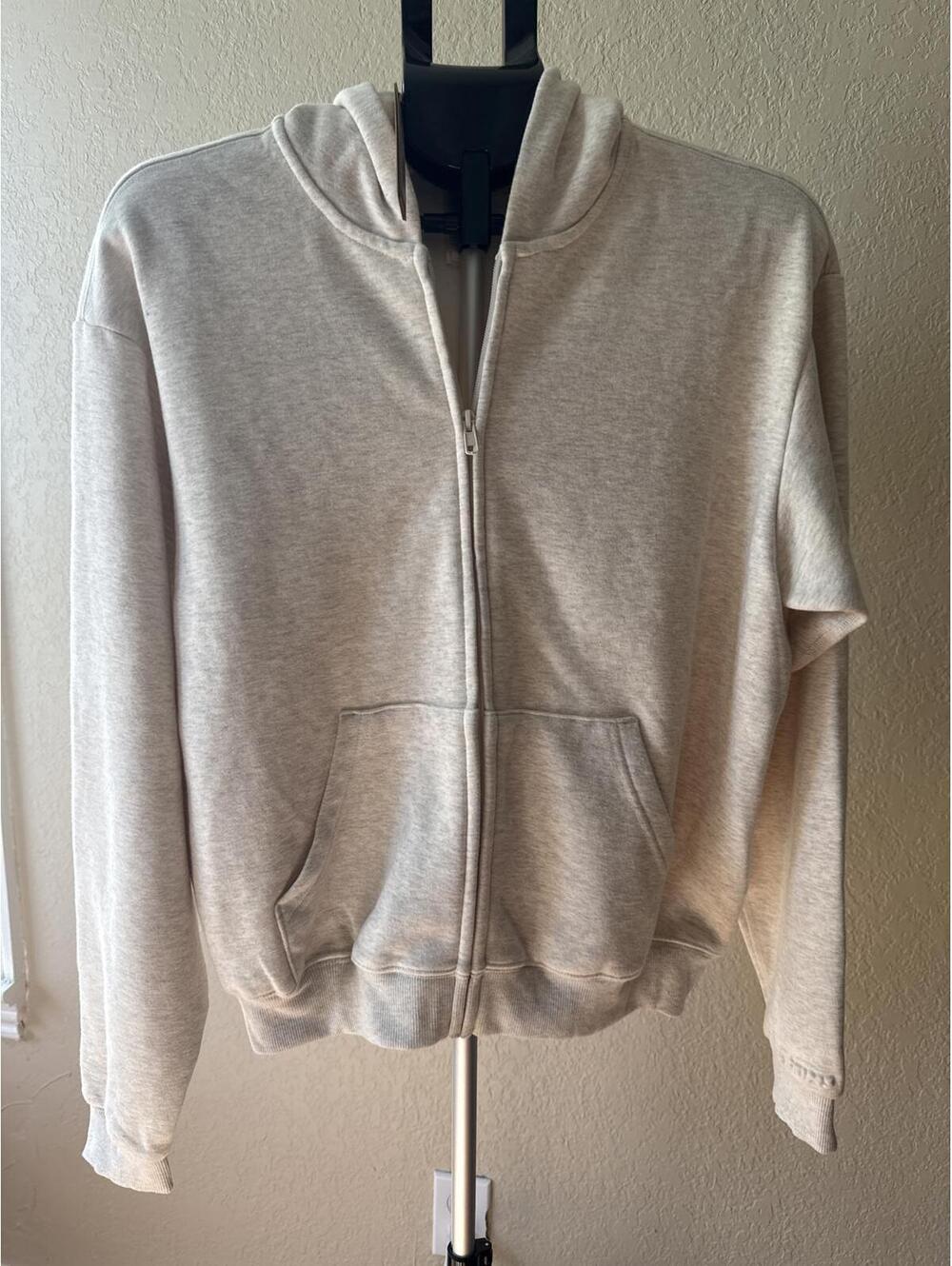 SKIMS Cotton Fleece Classic Zip Up Hoodie. Large NWT. Oatmeal Heather.